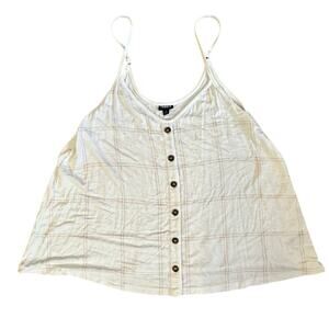 TORRID x Womens Super Soft Plaid Button Swing Cami White And Light Pink Size 2XL